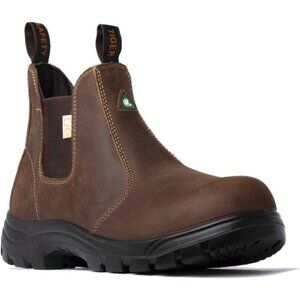 🆕 Men’s Steel Toe Chelsea Boots Brown Leather Work Safety Boot 5925 Durable